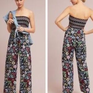 Anthropologie Floral Smocked Jumpsuit